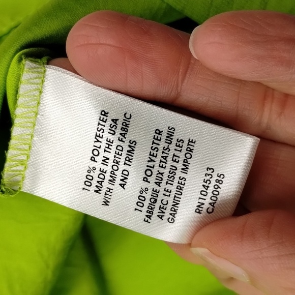 nanette lepore neon green wide arm blouse pleated front size 10 - Picture 9 of 12